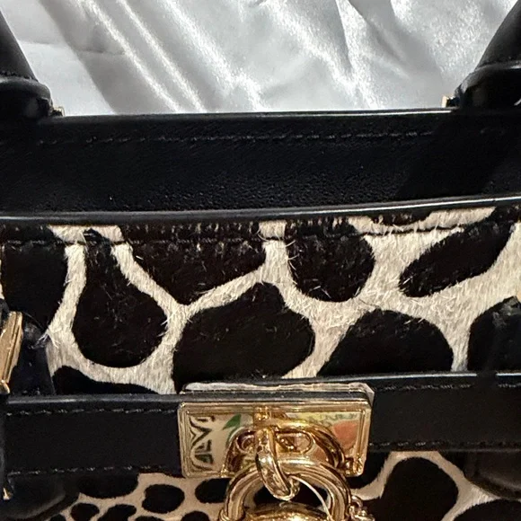 Michael Kors Black and White Patterned Calf Hair Small Satchel. - Picture 11 of 12